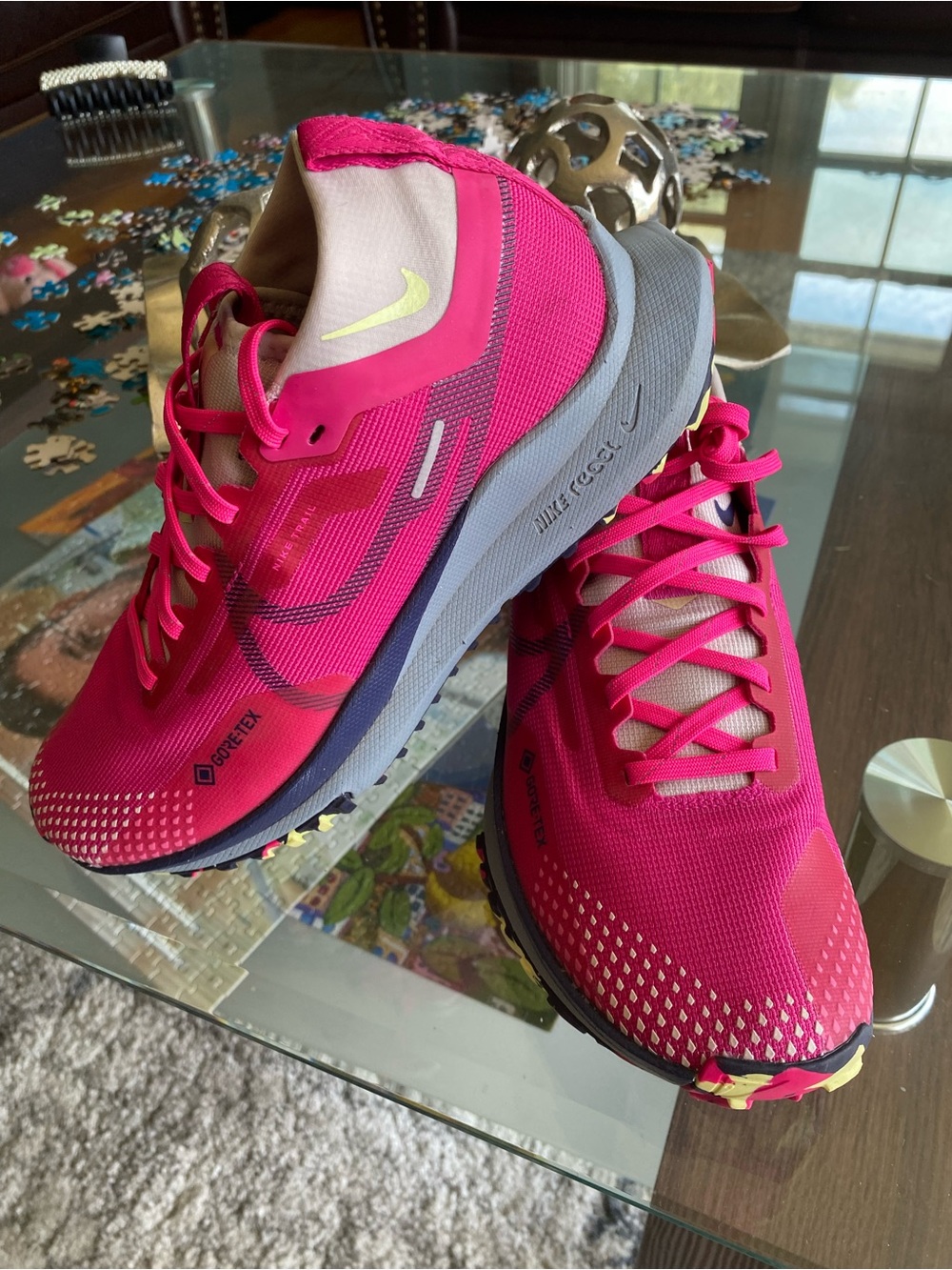 Nike Women's Pegasus Trail Gore Tex Hot Pink and Yellow Trail Running Shoes - Picture 2 of 10